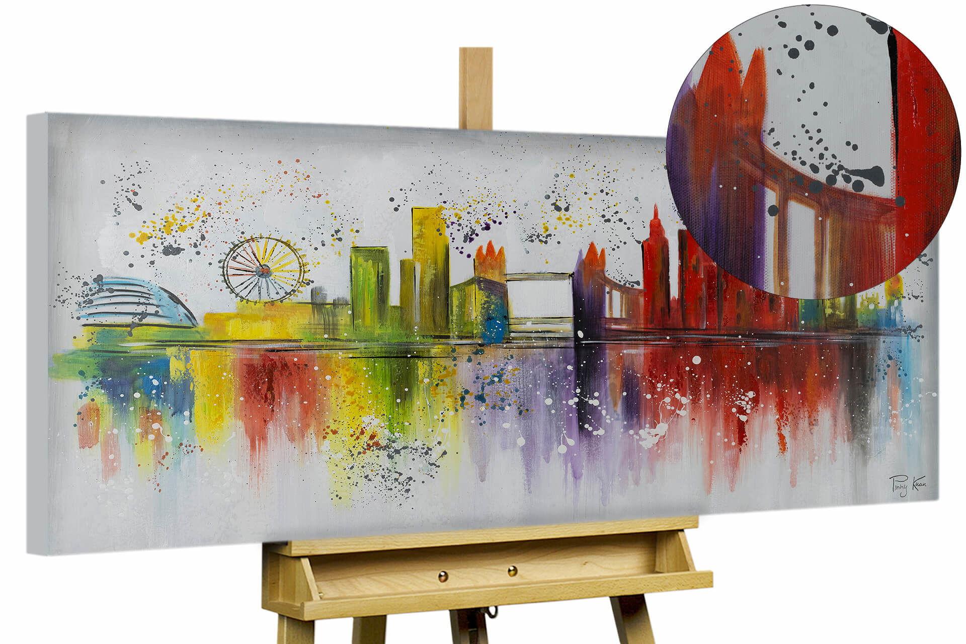 ACRYLBILD HANDGEMALT 120/60 cm - Multicolor/Grau, Holz/Textil (120/60cm) - KUNSTLOFT