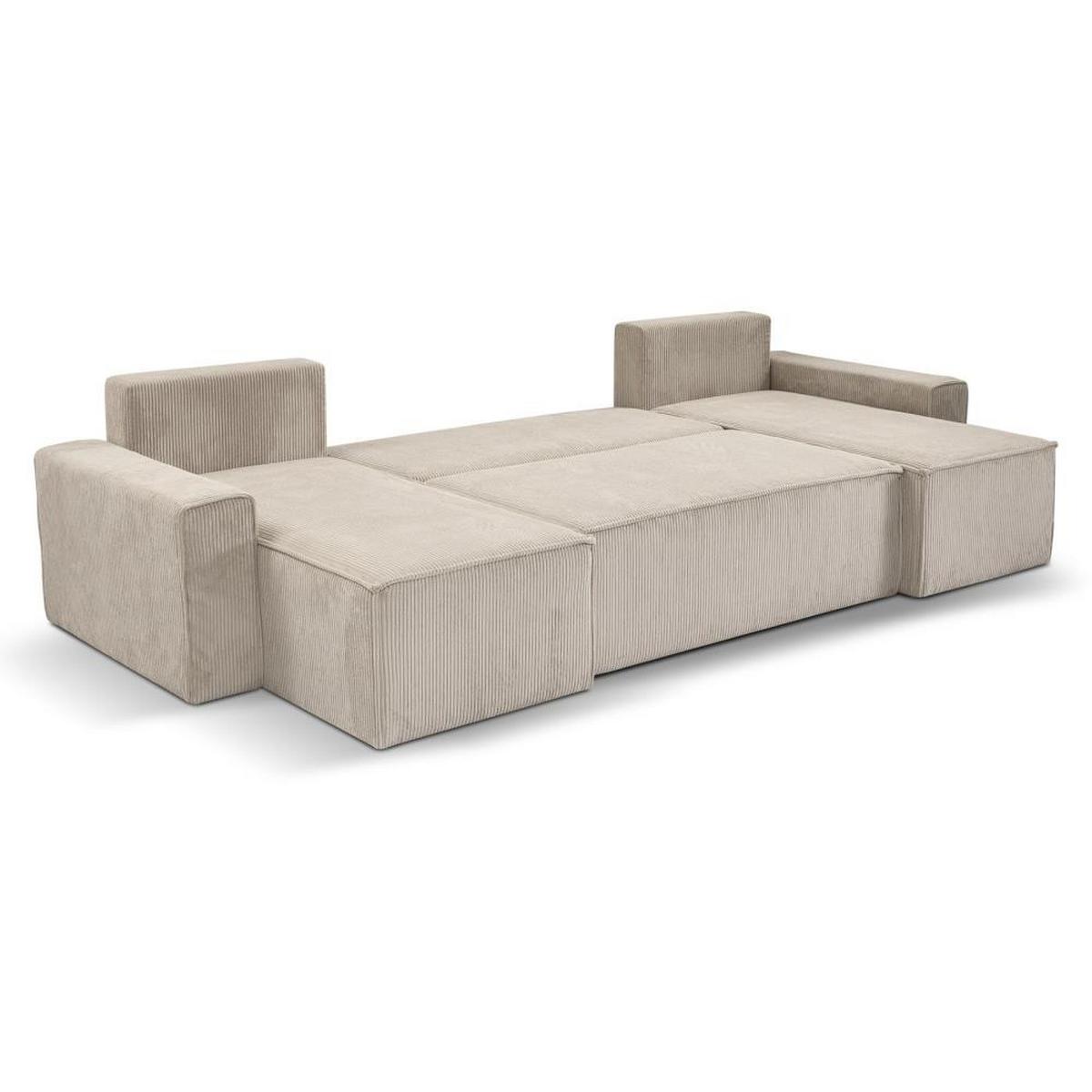 WOHNLANDSCHAFT Hektor U mit Schlaffunktion, 318 cm, beige - Beige/Schwarz, Kunststoff/Textil (318/94/152cm) - Beautysofa