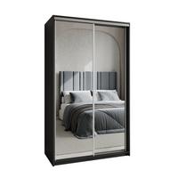 SCHWEBETÜRENSCHRANK RIEN 120/205/60 cm 2-türig mit Spiegel Schwarz - Schwarz, Holzwerkstoff (120/205/60cm) - MASSENO