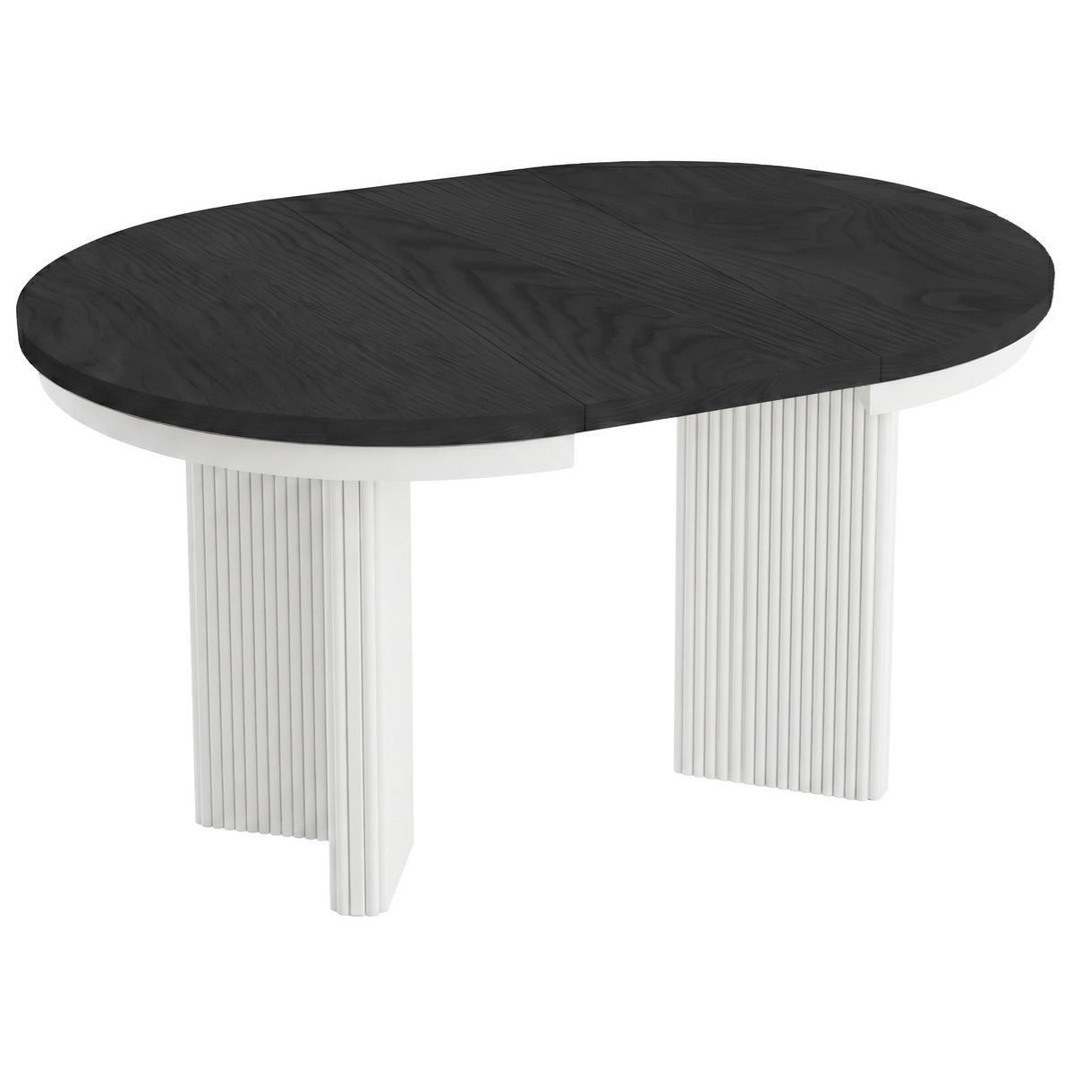 ESSTISCH Prestige runder Design-Tisch, ausziehbar Ø 100–180 cm, Schwarz+Weiß - Schwarz/Weiß, Metall (100/100/77cm) - Beautysofa