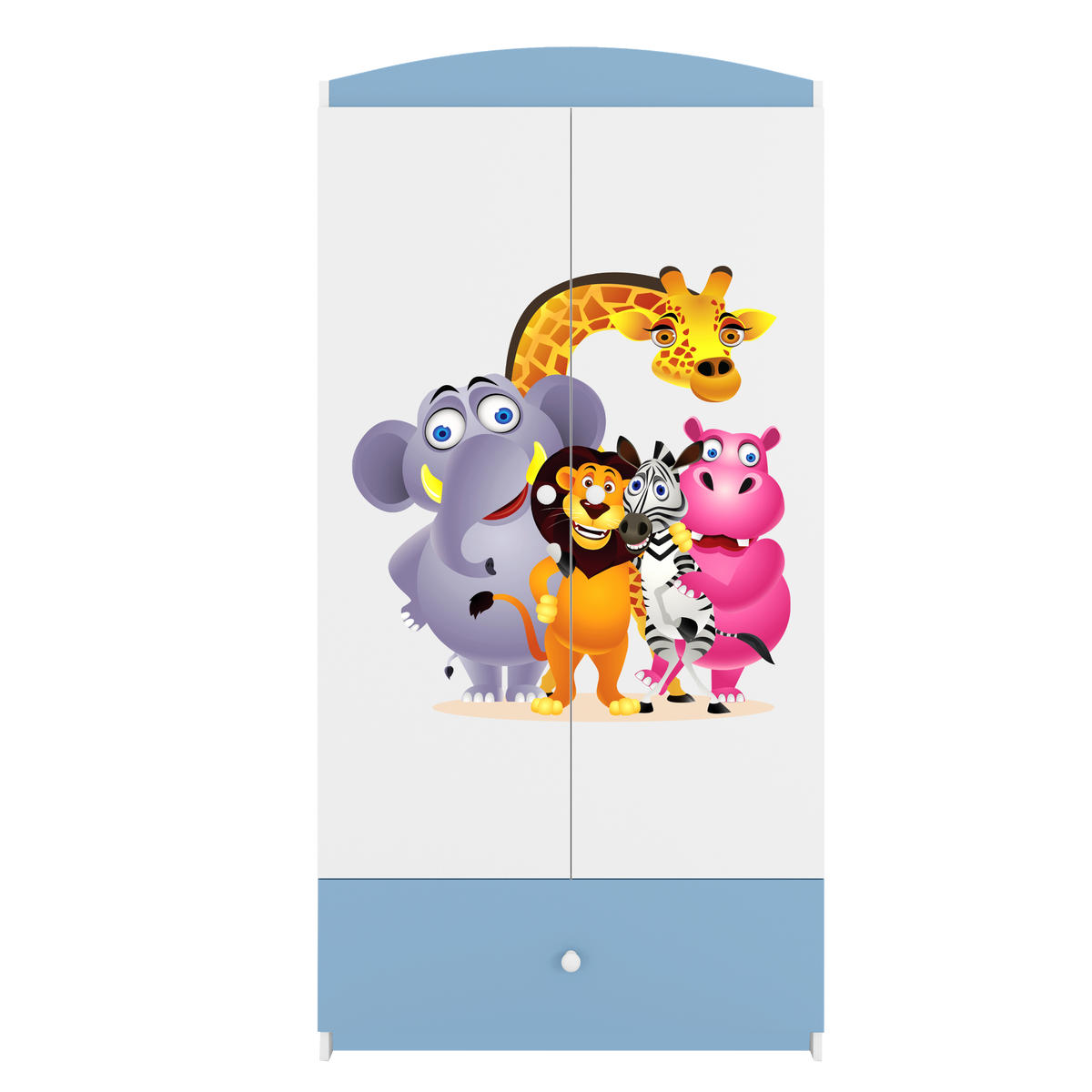KINDERKLEIDERSCHRANK ZOO - Blau, Holzwerkstoff (90/175/52cm) - RAUMHIRSCH FURNITURE