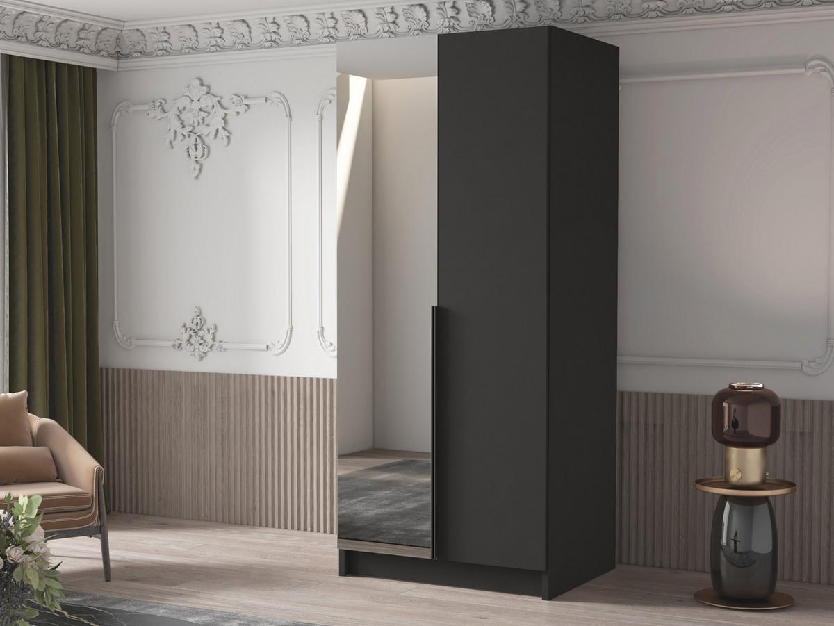 KLEIDERSCHRANK Bono II - Schwarz, Holzwerkstoff/Metall (100/215/58cm) - MIRJAN24