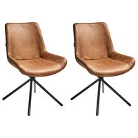 ESSZIMMERSTUHL 2er-Set Kunstwildleder Goldbraun Hailey - Goldfarben, Textil (56/85/56cm) - Beliani