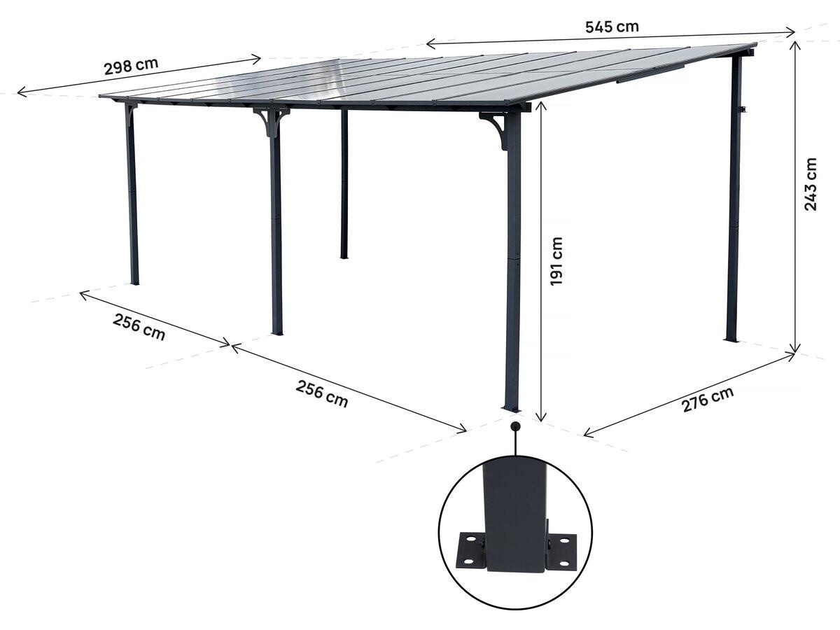 PARTYZELT UND PAVILLON marvin Grau - Grau, Metall (298/243/545cm) - Habitat Garten