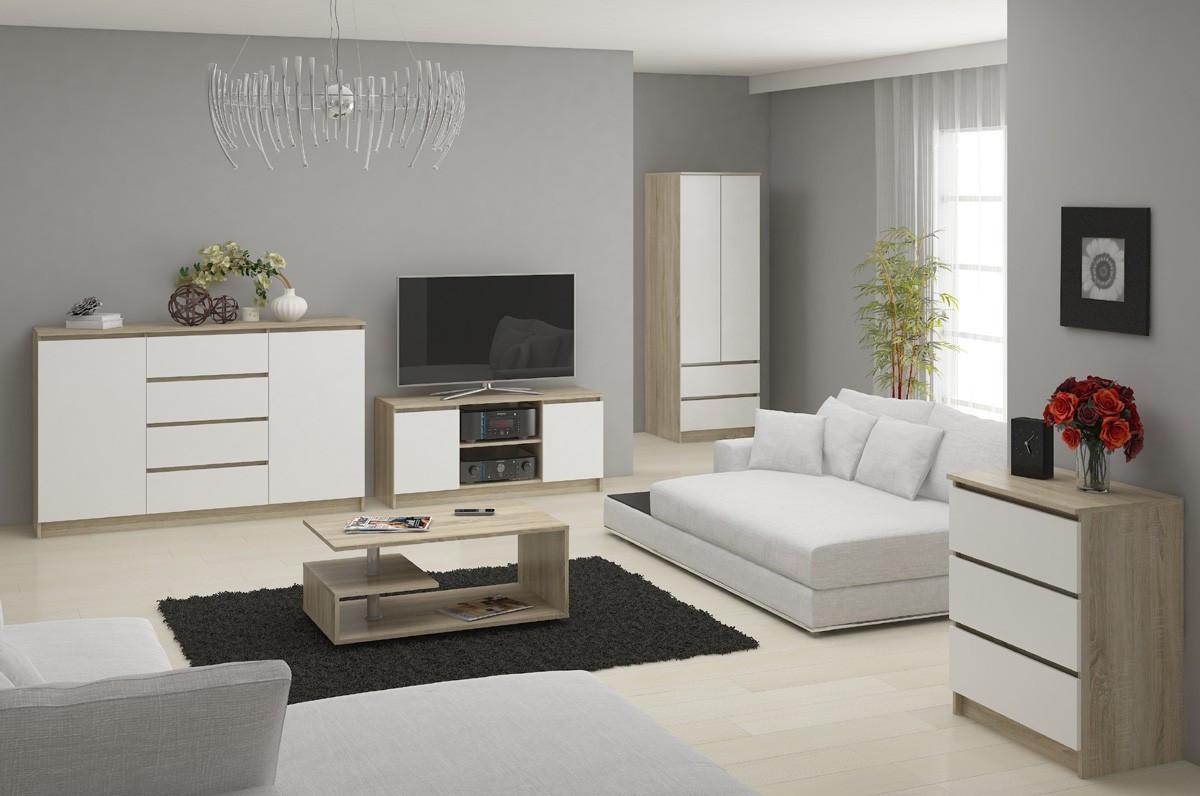 LOWBOARD Eiche Sonoma, Weiß 55/140/40 - Weiß, Holzwerkstoff (140/55/40cm) - RAUMHIRSCH FURNITURE