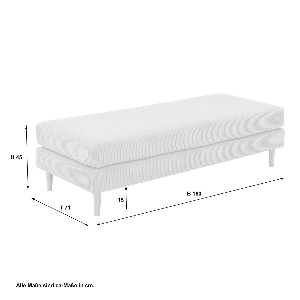 HOCKERBANK Kaylynn Cordstoff creme - Creme, Kunststoff (170/45/71cm) - 58aufmkessel