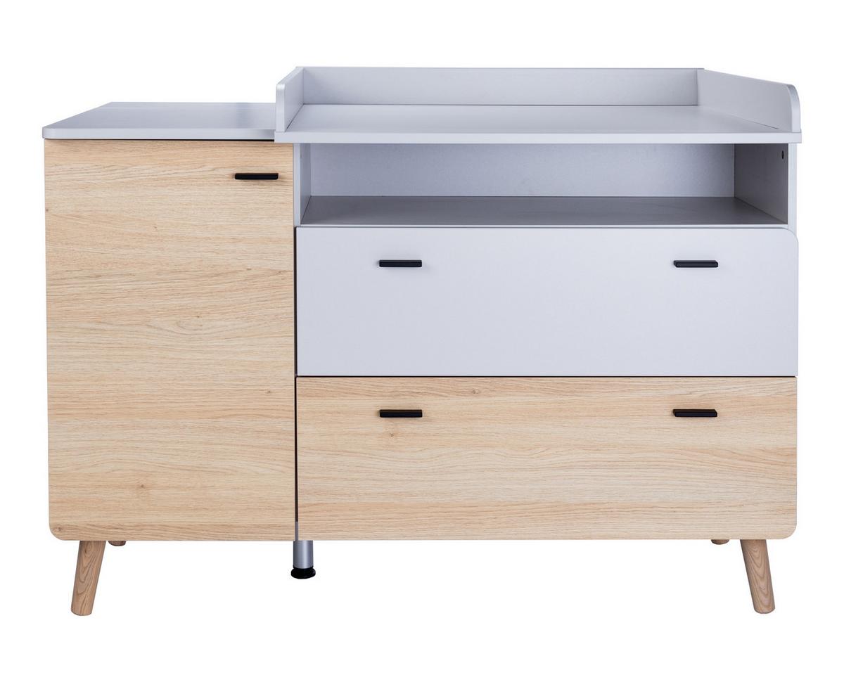WICKELKOMMODE Lovis XL - Eichefarben/Hellgrau, Holz/Holzwerkstoff (132/96/79cm) - arthur berndt