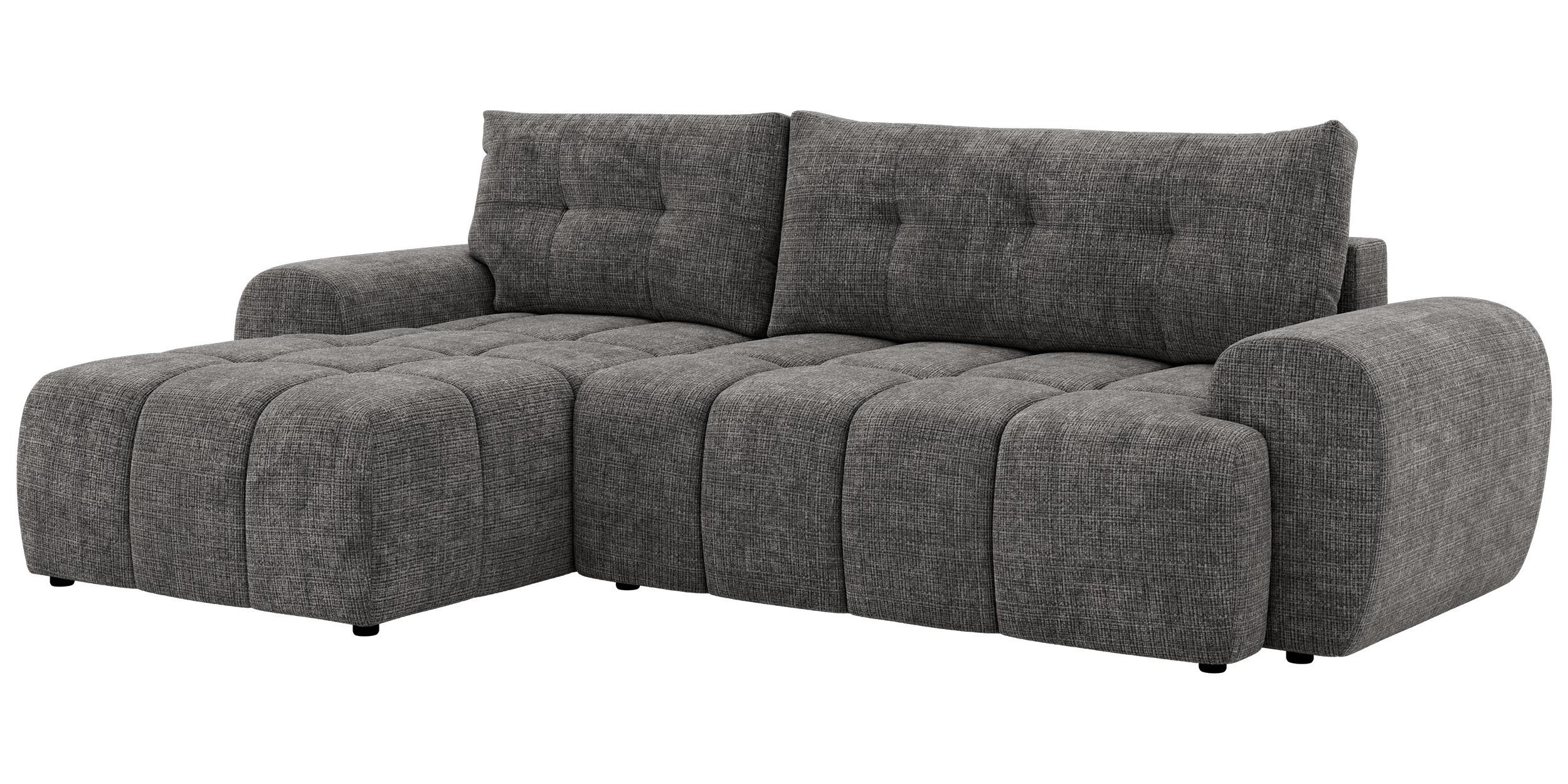 ECKSOFA MARIVO L - Dunkelgrau Schenille grob gewebt - Links Seite - Dunkelgrau/Schwarz, Kunststoff/Textil (161/271cm) - MKS