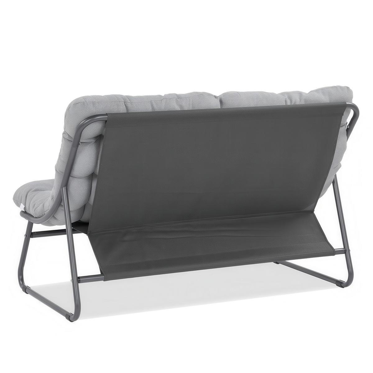 GARTENSET Solaro , aus Metall, 2 Sessel + 2-Sitzer Sofa + Couchtisch, Hellgrau - Hellgrau, Metall - Beautysofa