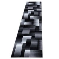TEPPICH Kurzflor ASPEN in Schwarz, abstrakt kariert, 80 x 300 cm - Schwarz, Textil (300/80cm) - KADIMA DESIGN