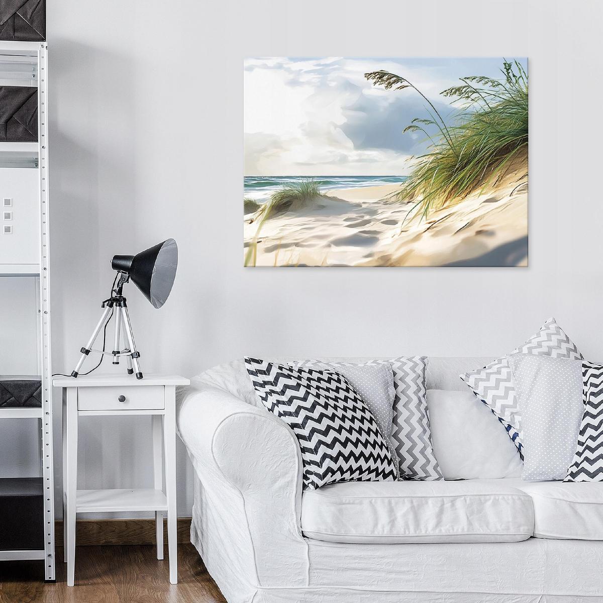 LEINWANDBILD Strand Meer Natur Modern 60x40 - Multicolor, Holzwerkstoff (60/40cm) - Wallarena