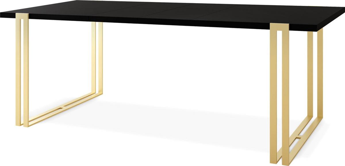 ESSTISCH Stella rechteckig ausziehbar, Schwarz 120-220/80/76 cm - Goldfarben/Schwarz, Holzwerkstoff/Metall (80/220/76cm) - WFL GROUP