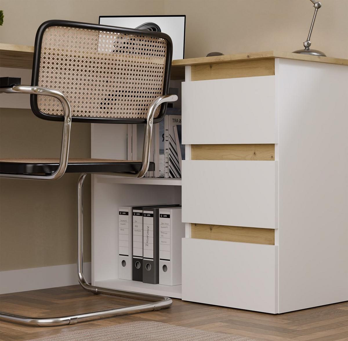 SCHREIBTISCH Weiß, Artisan Eiche 120/75/49 - Weiß/Eiche Artisan, Holzwerkstoff (90/50/75cm) - RAUMHIRSCH FURNITURE