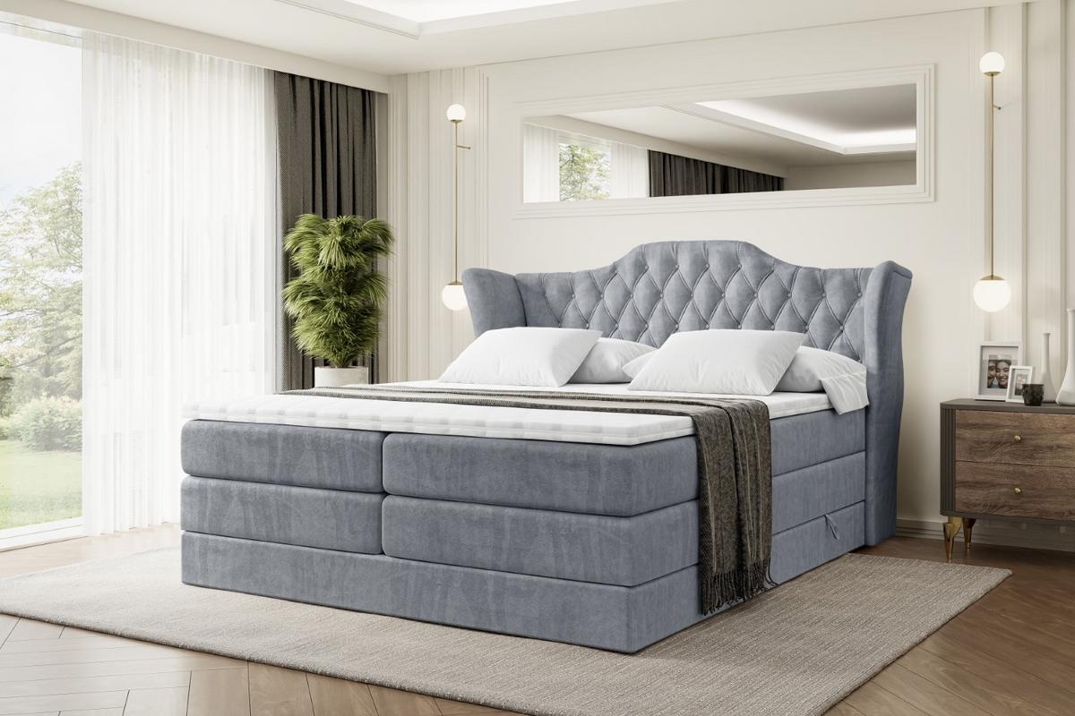 BOXSPRINGBETT VILA KING - 140x200 - H3/H4 - Grau - Grau, Holzwerkstoff (140/200cm) - ALTDECOR