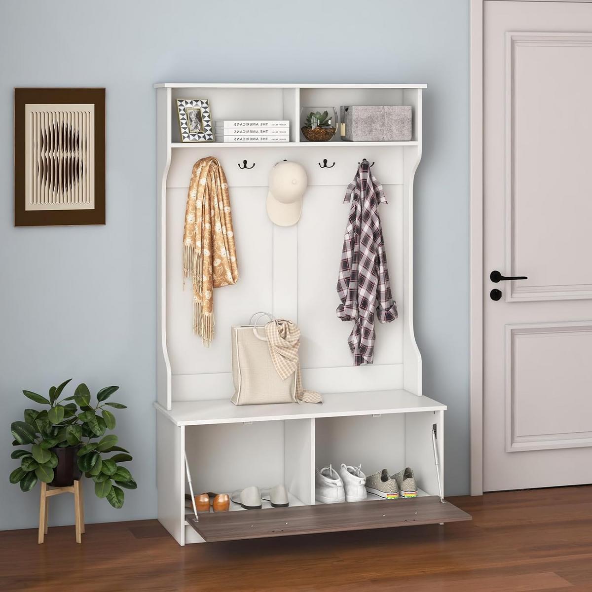 GARDEROBENSTÄNDER 160cm Weiß - Weiß, Holz (100/160/40cm) - COSTWAY