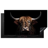 HERDABDECKPLATTE Schottischer Highlander - Porträt - Schwarz - Tier Induktionsschutz 89.6x51.6 cm - Braun, Kunststoff (89.6/51.6/0.2cm) - MuchoWow