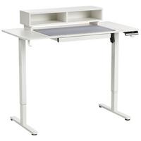 SCHREIBTISCH elektrisch höhenverstellbar 120/60 cm mit USB-Anschluss Weiß Lucama - Weiß, Holzwerkstoff/Metall (60/120/88cm) - Beliani