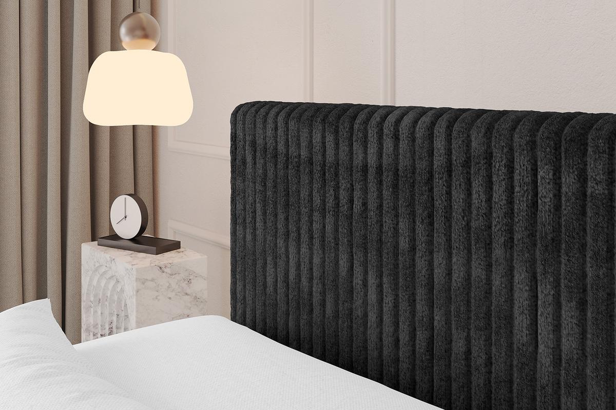 BOXSPRINGBETT mit Matratze H3|H4 und Lattenrost - TOLO KING 140x200 Cord - Schwarz - Schwarz, Holzwerkstoff (140/200cm) - ALTDECOR