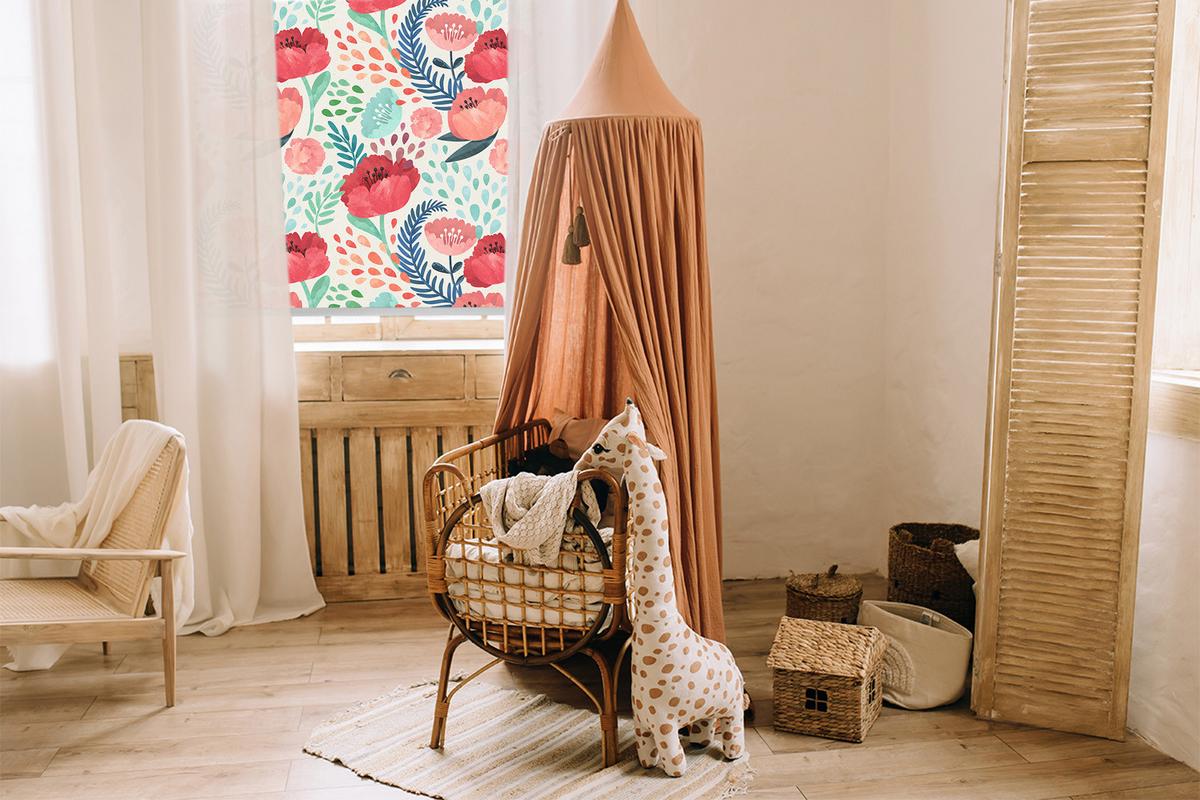 INNENROLLO - Fensterrollo - Rollo - 120x140 cm - Mohn - Rot, Kunststoff (120/140/0.5cm) - TULUP