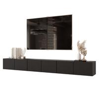 TV-HÄNGESCHRANK ANGEL 300 cm, geriffelte Front, LED-Beleuchtung, Schwarz - Schwarz, Holzwerkstoff (300/36/40cm) - Idohome