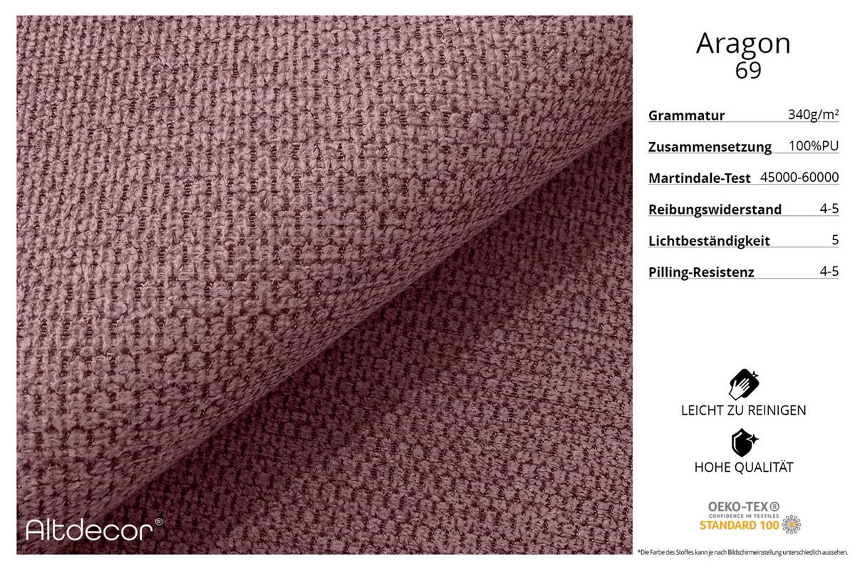 WOHNLANDSCHAFT mit Schlaffunktion ESKAR-U2-464x176x72cm Altrosa - Altrosa, Holzwerkstoff/Kunststoff (176/72/464cm) - ALTDECOR