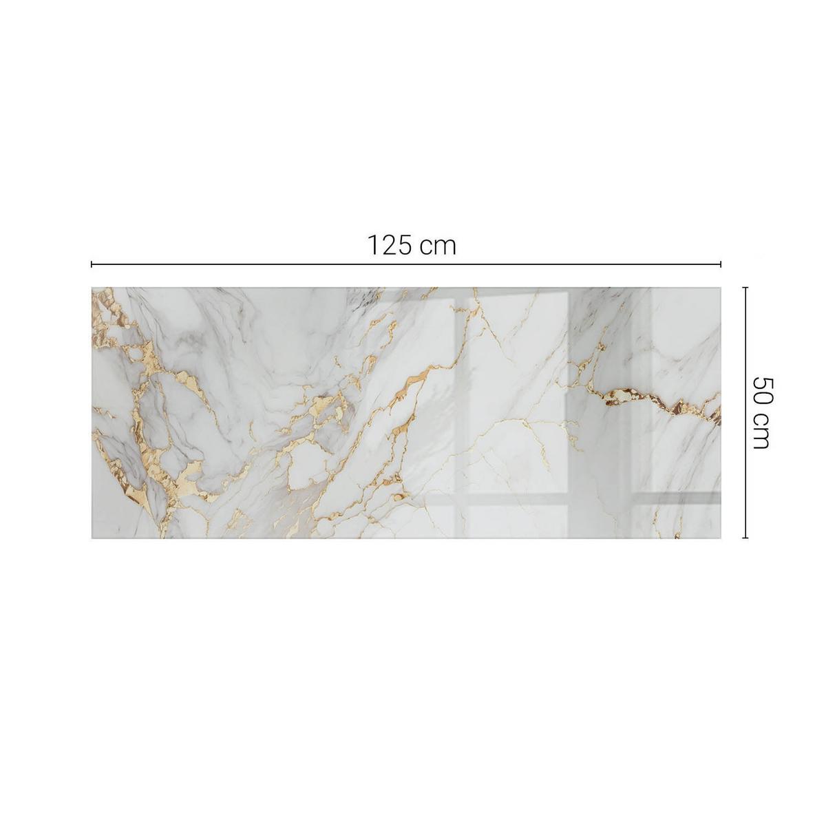 TISCHPLATTE 125x50 cm Eleganter Marmor mit Adern - Weiß, Glas (0.4/125/50cm) - TULUP