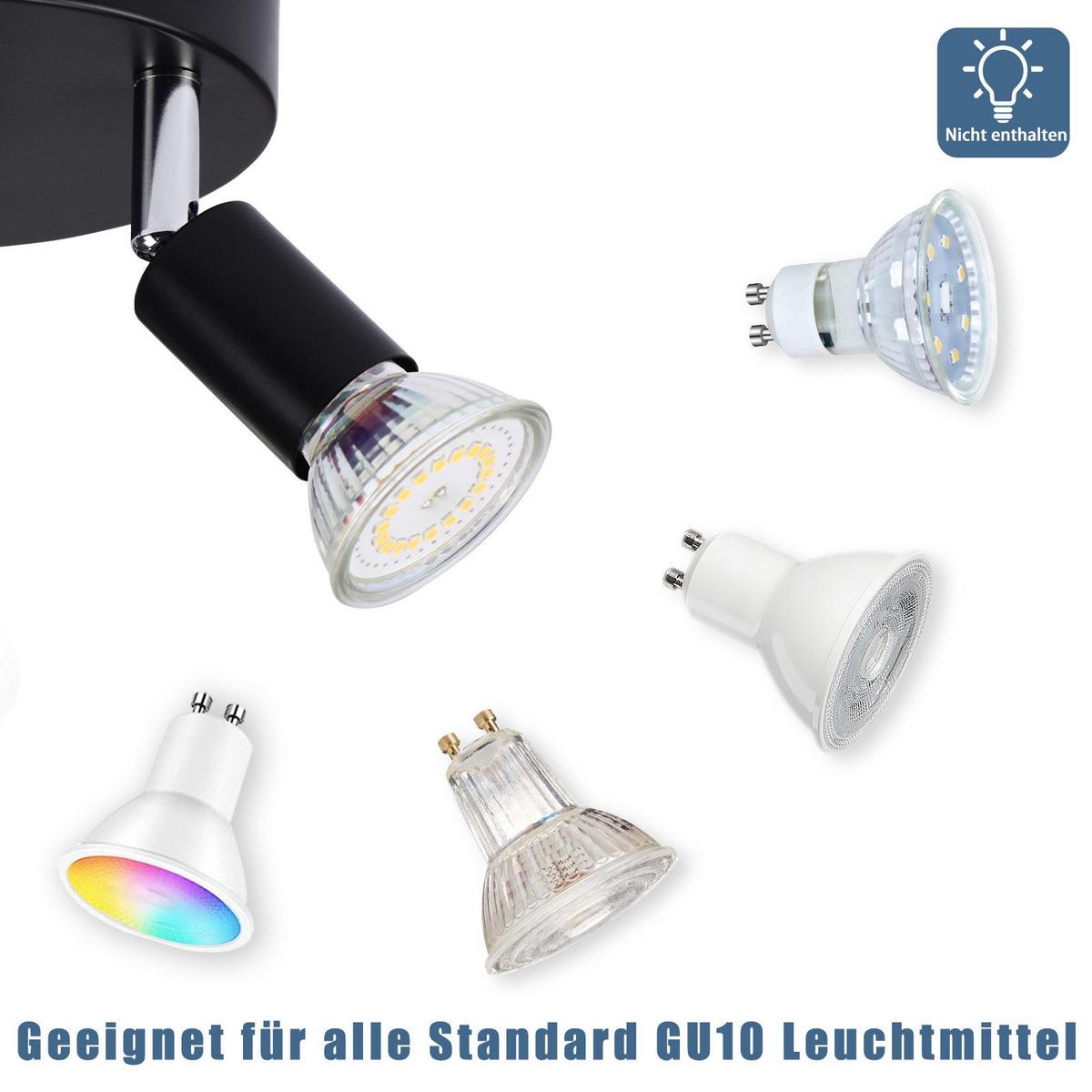 DECKENSTRAHLER Birtha 4-flammig 18/18/11 cm - Schwarz, Metall (18/18/11cm) - Nettlife