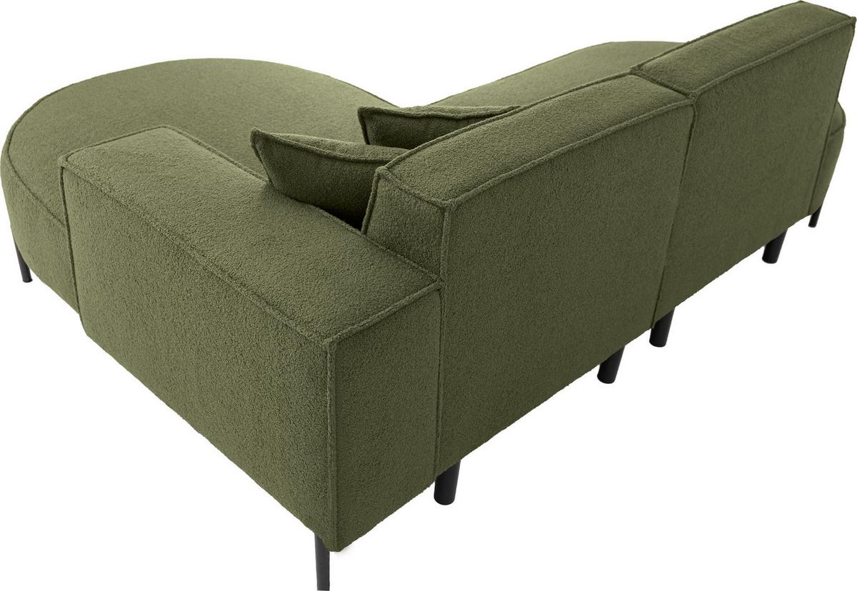 ECKSOFA Hana Loft 3-Sitzer Ecke Rechts, Boucle, Grün 241/80/168 cm - Schwarz/Grün, Textil/Metall (241/168cm) - WFL GROUP