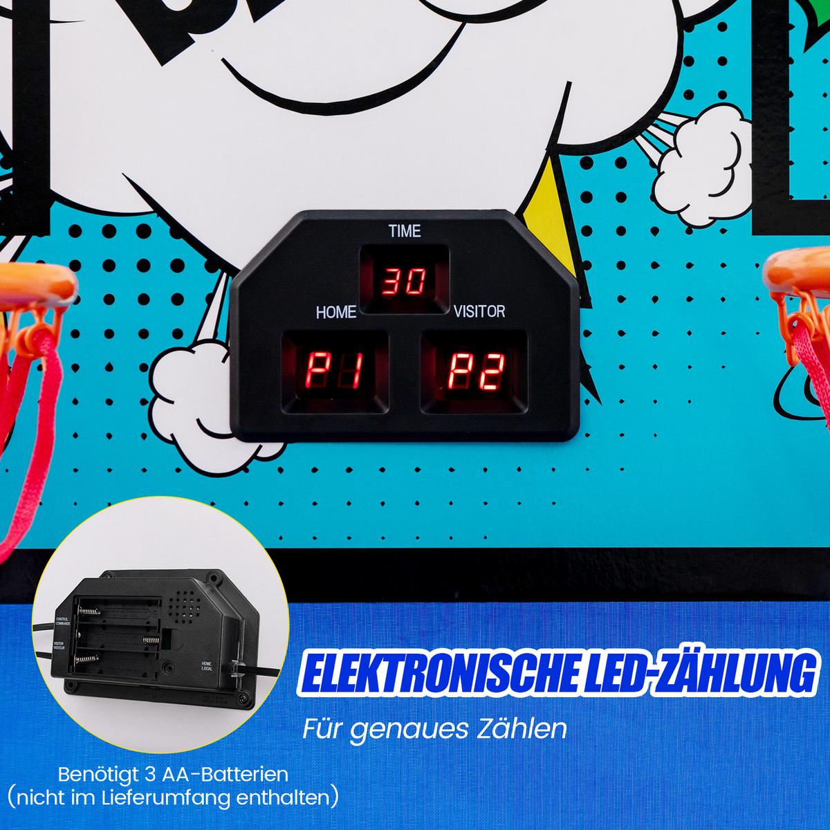 ARCADE-BASKETBALLSPIEL Blau - Blau, Metall (206/110cm) - COSTWAY
