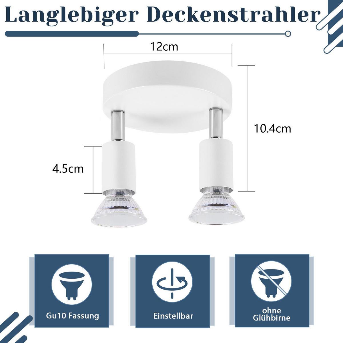 DECKENSTRAHLER Windsheim 2-flammig 12/12/10.4 cm - Weiß, Metall (12/12/10.4cm) - Nettlife