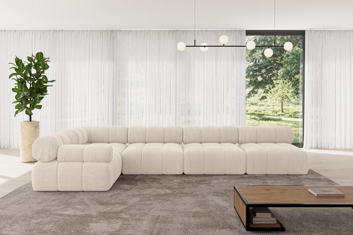 ECKSOFA modulares Sofa Mende-L3 - 380x190x70 cm Beige Cord - Beige, Holzwerkstoff/Textil (380/190cm) - ALTDECOR