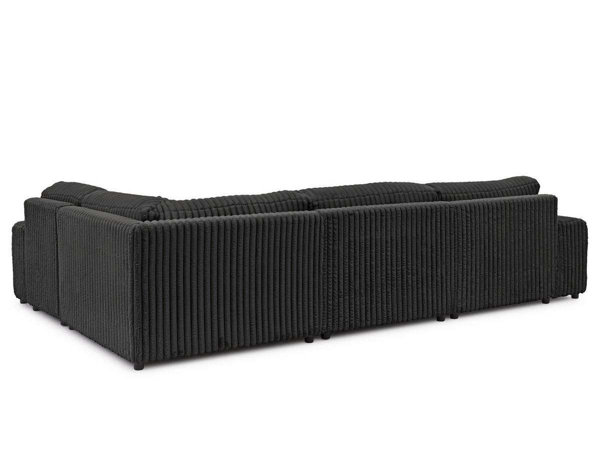 WOHNLANDSCHAFT Mollis Dunkelgrau Plüschcord im XXL-Format - Ottomane Links - Dunkelgrau/Schwarz, Holz/Kunststoff (316/77/194cm) - S-Style Möbel
