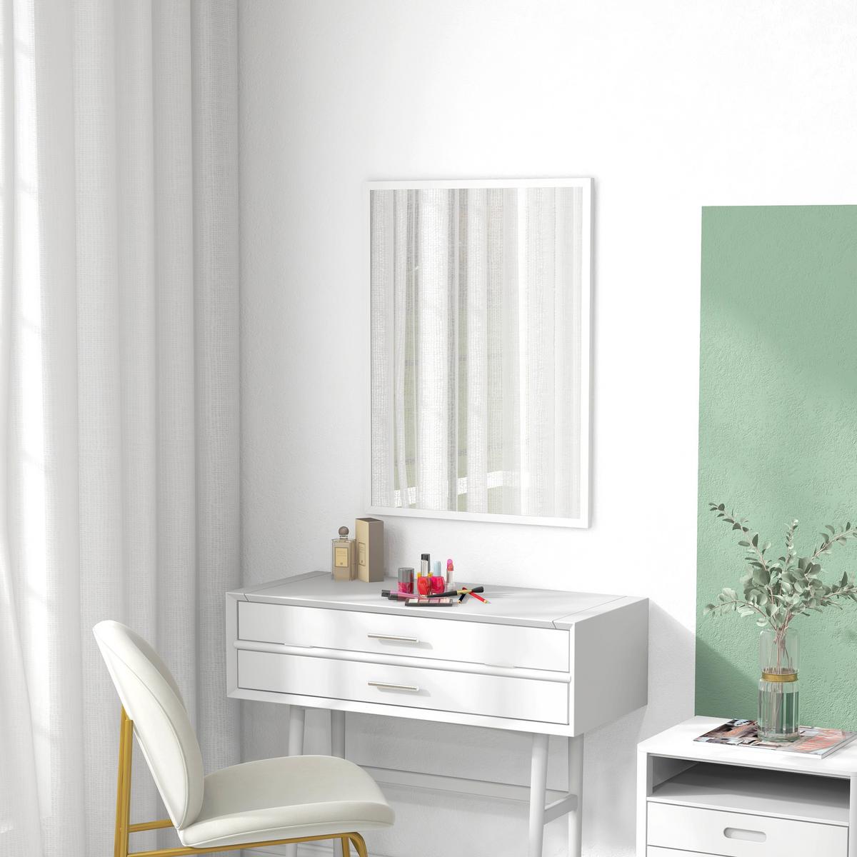 WANDSPIEGEL MDF Glas Weiß - Weiß, Holzwerkstoff (2/80/60cm) - HOMCOM