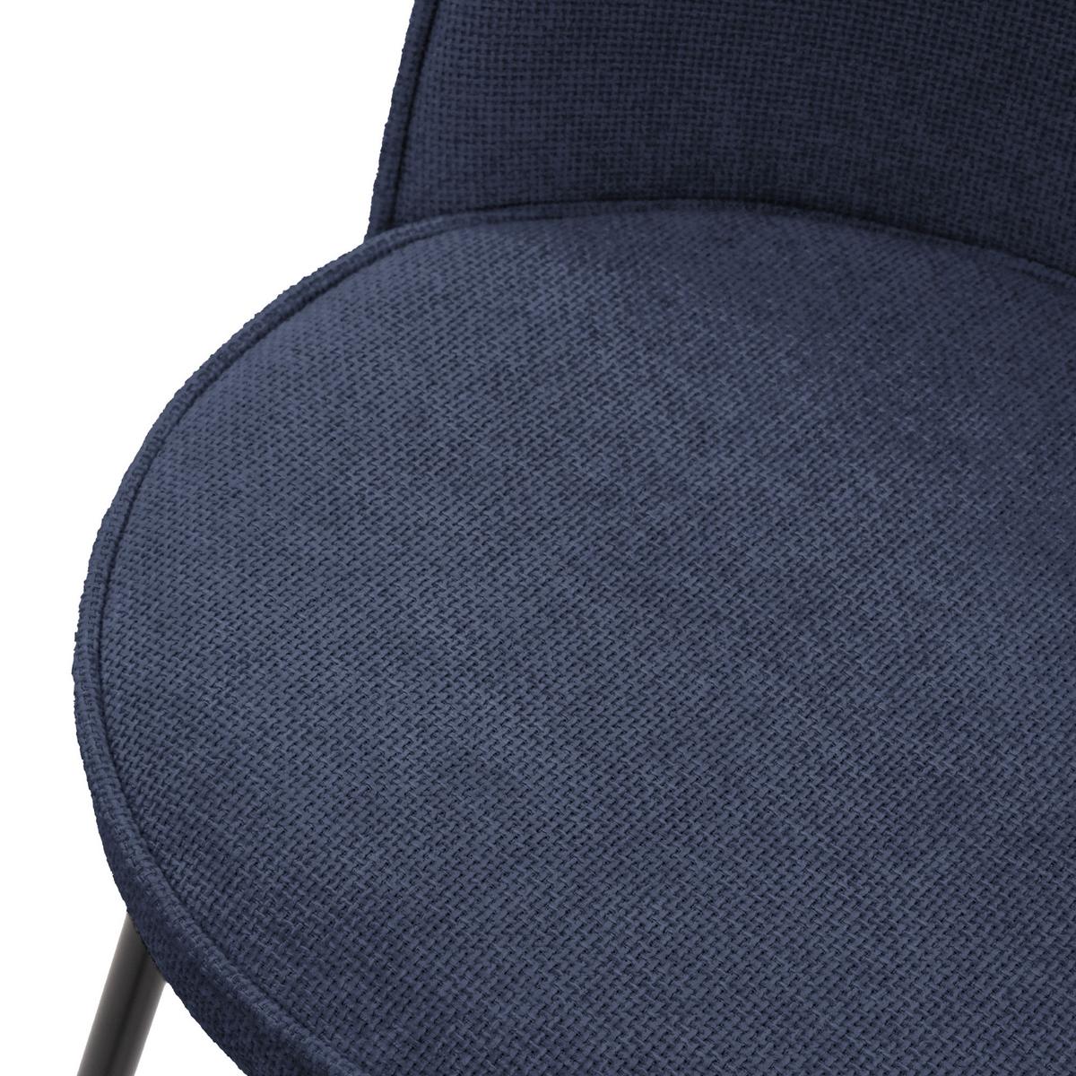 BARHOCKER 4er Set Dunkelblau mit Stoffbezug - Schwarz/Dunkelblau, Textil/Metall (52/102/50cm) - ML-DESIGN