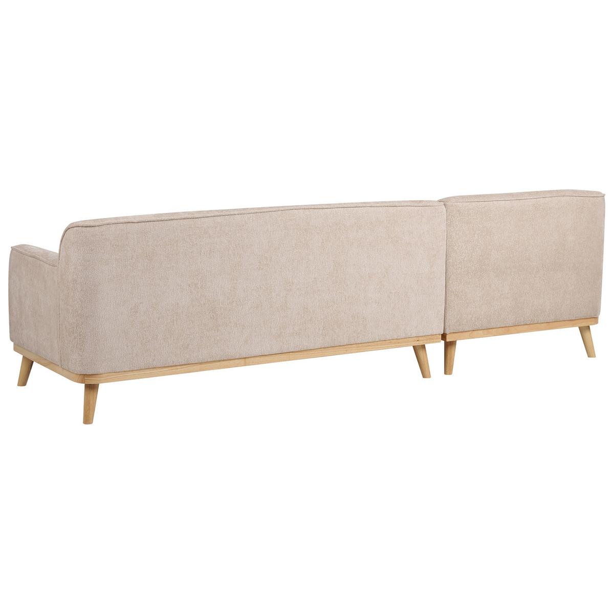 ECKSOFA 3-Sitzer Chenillegewebe Beige rechtsseitig Simos - Beige, Textil (264/82cm) - Beliani