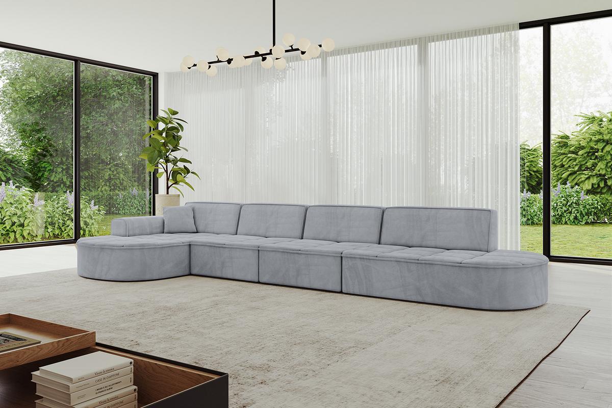 ECKSOFA Ottomane Links TARO-L3 - 413x171x79,5 cm Hellgrau - Grau, Holzwerkstoff/Textil (413/171cm) - ALTDECOR