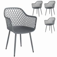 GARTENSTÜHLE 4er Set Metall Kunststoff Dunkelgrau - Dunkelgrau, Kunststoff/Metall (51/84/56cm) - Outsunny