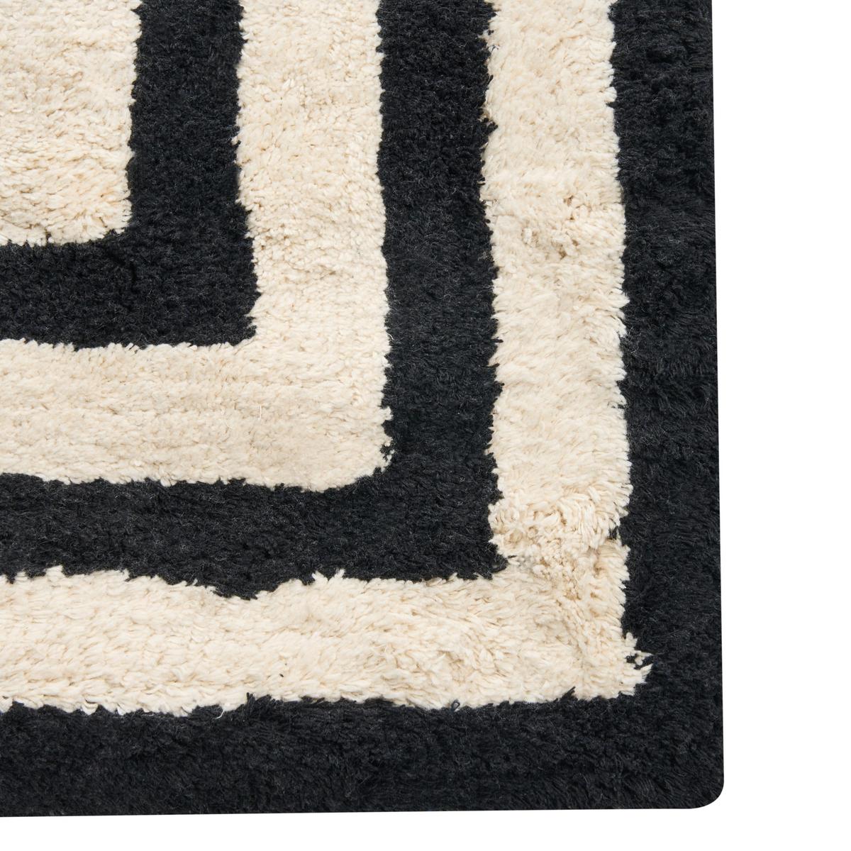 BADEMATTE Schwarz/Beige 60/90 cm Baumwolle Risalu - Beige/Schwarz, Textil (60/90cm) - Beliani