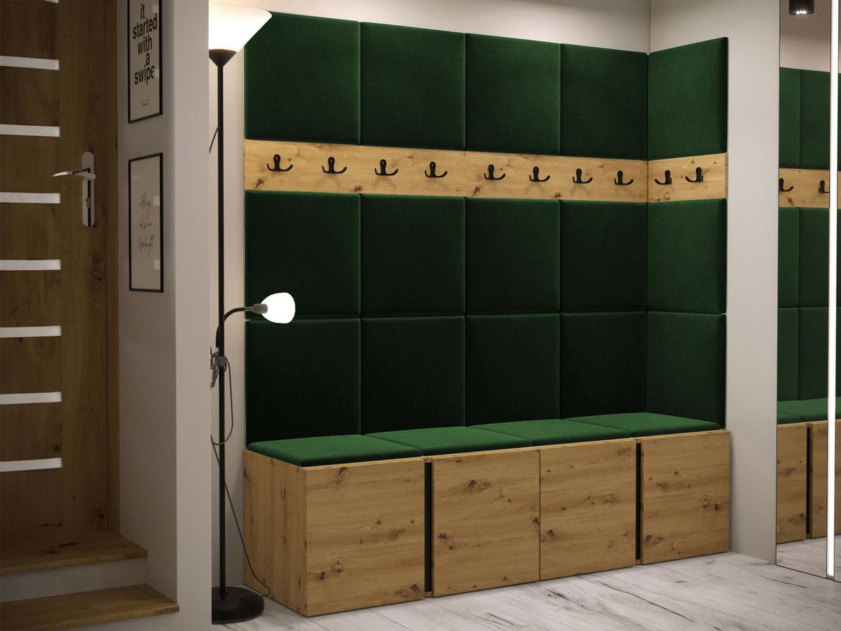 GARDEROBEN-SET Orion II - Eiche Artisan/Grün, Holzwerkstoff/Kunststoff (168/186/46cm) - MIRJAN24