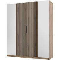 DREHTÜRENSCHRANK Kaya 200/62/239 4-Türig mit zwei Spiegel - Eichefarben/Schwarz, Holzwerkstoff (200/239/62cm) - Beautysofa