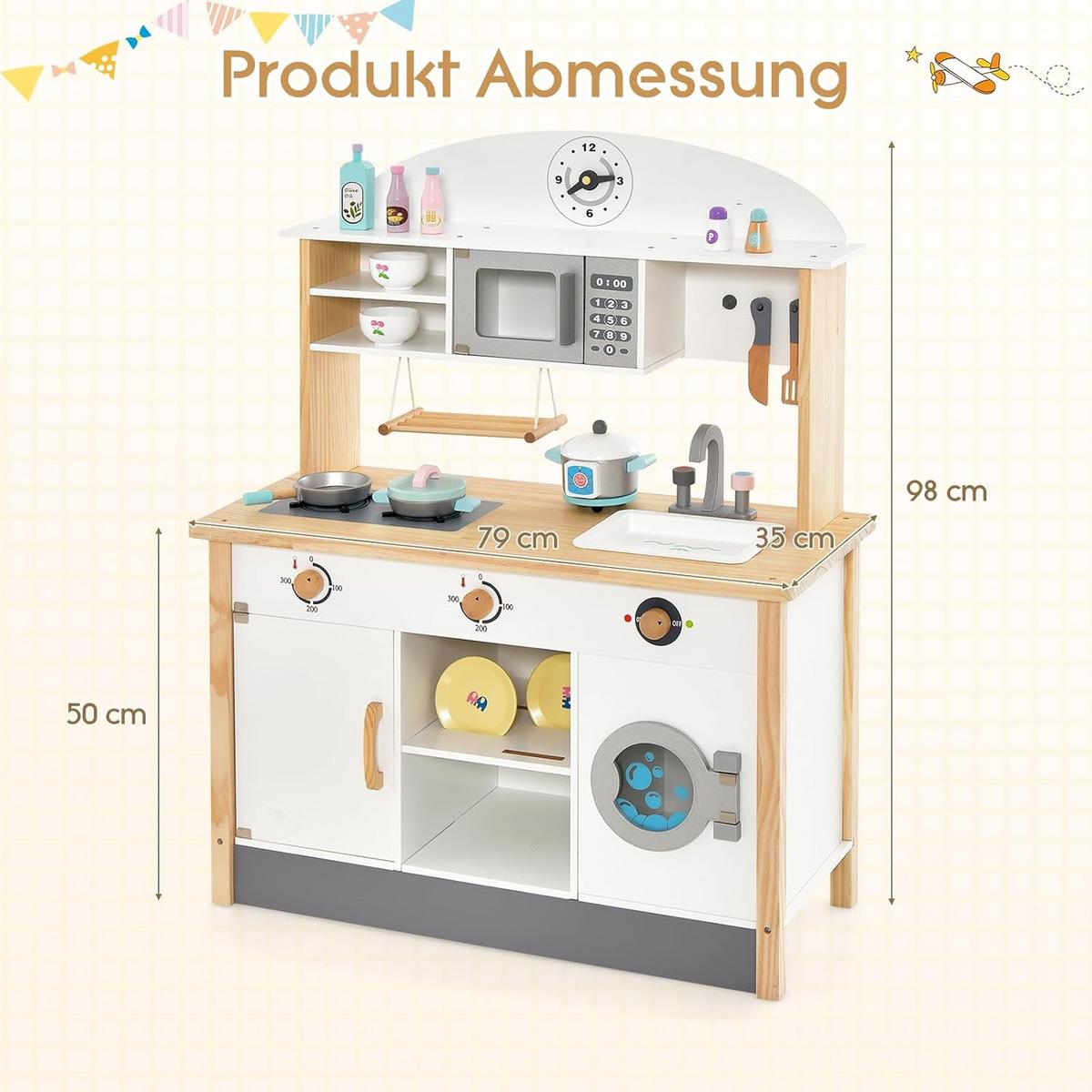KINDERKÜCHE Weiß - Weiß, Holz (79/98/35cm) - COSTWAY