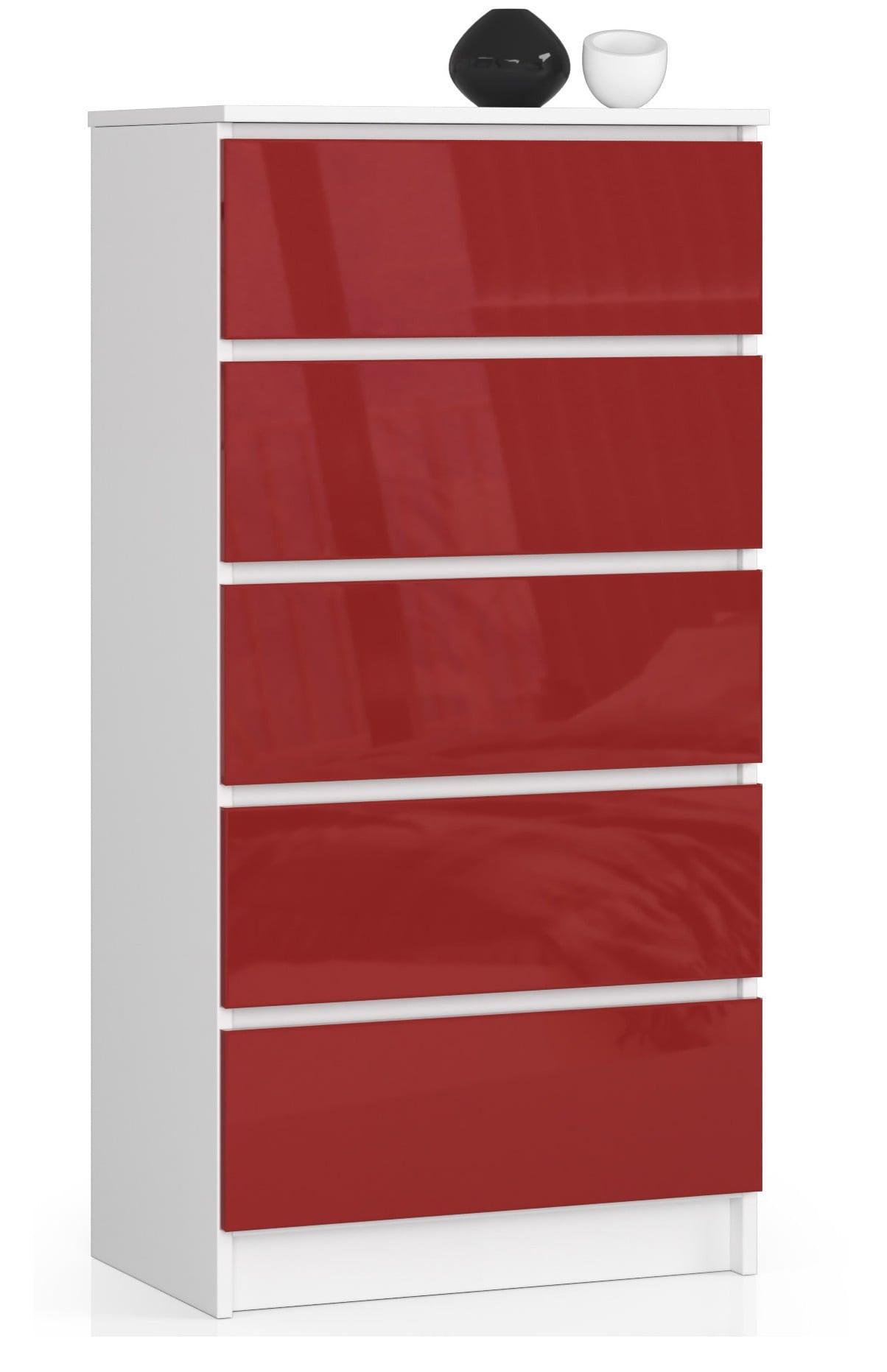 KOMMODE Weiß, Rot Glanz 121/60/40 - Weiß, Holzwerkstoff (60/121/40cm) - RAUMHIRSCH FURNITURE