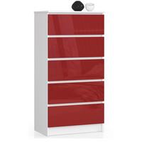 KOMMODE Weiß, Rot Glanz 121/60/40 - Weiß, Holzwerkstoff (60/121/40cm) - RAUMHIRSCH FURNITURE
