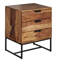 NACHTTISCH – Massivholz/Eisen, 50x40x65 cm, 3 Schubladen, Industrial-Stil - Schwarz/Braun, Holz/Metall (50/65/40cm) - KADIMA DESIGN