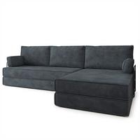 ECKSOFA ANKO modulares Boneless Sofa mit Schlaffunktion Grau Kordstoff - Dunkelgrau, Textil (270/160cm) - MASSENO