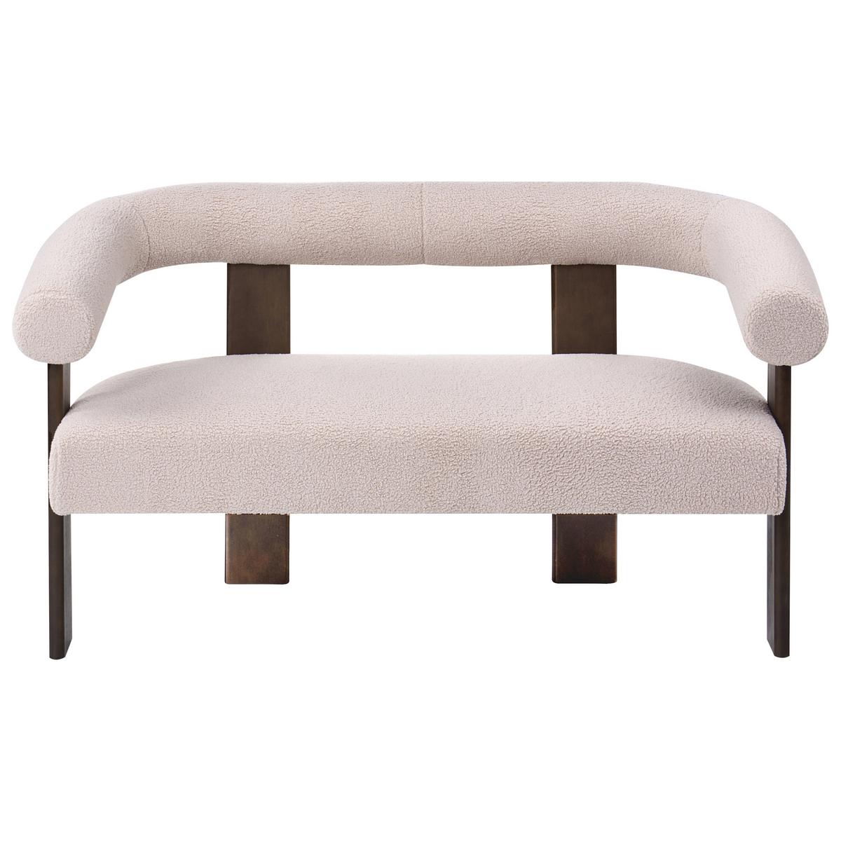 2-SITZER-SOFA Bouclé Dunkelbraun/Beige Ilbro - Beige, Textil (138/76/68cm) - Beliani
