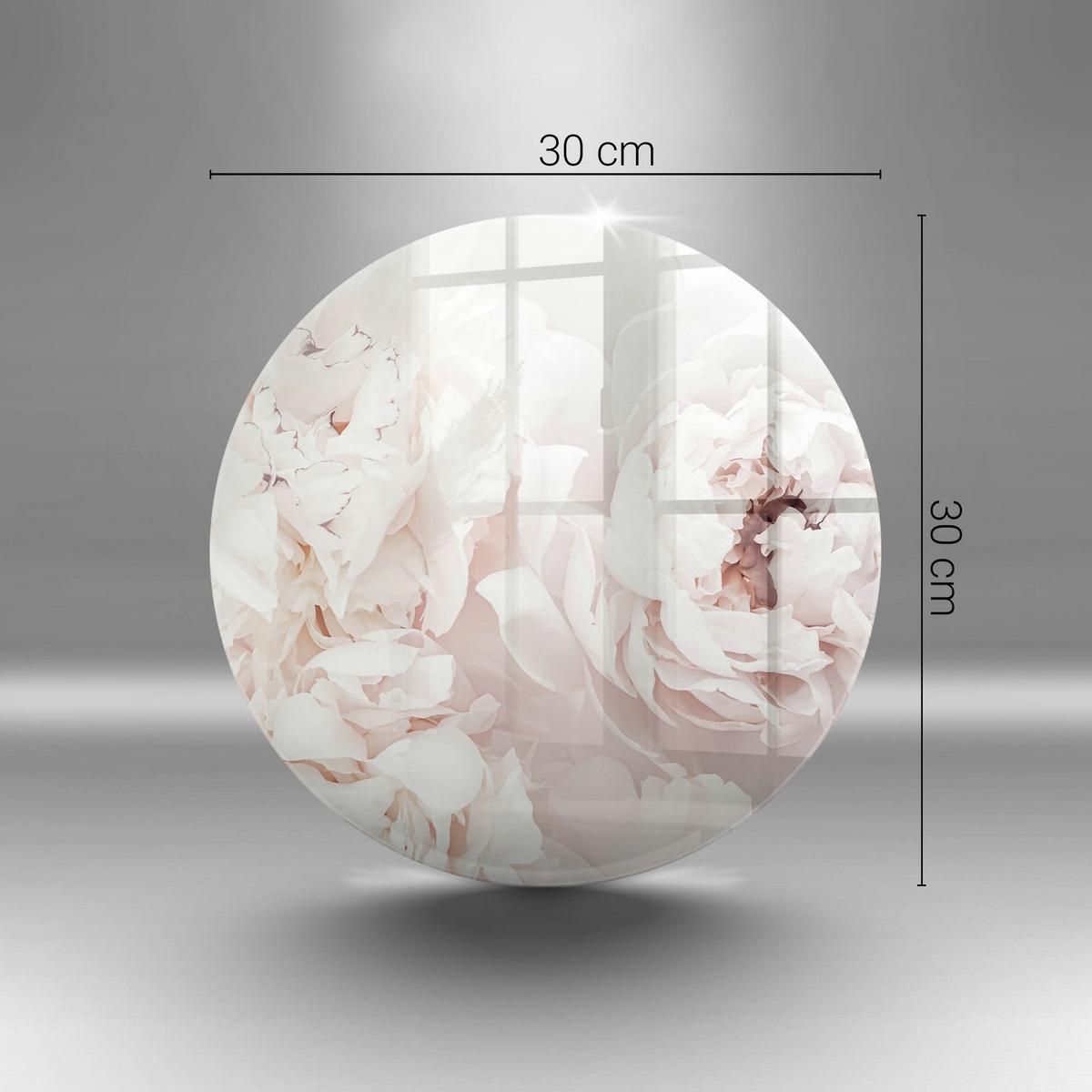 GLASPLATTE Ø 30 cm Pastell Pfingstrosen - Pink, Glas (30/30cm) - Wallfluent
