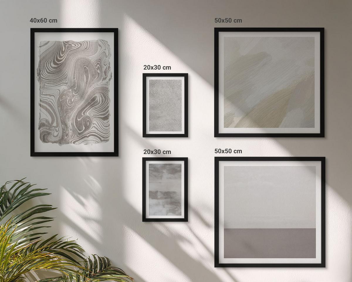 BILDER SET 5er Set - 50x50 cm & 20x30 cm & 40x60 cm Schwarzer Rahmen - Industriedesignstrukturen - Schwarz, Kunststoff (40/60cm) - TULUP