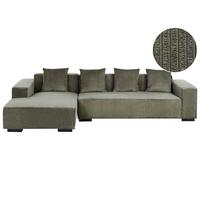 ECKSOFA 4-Sitzer Cord Grün rechtsseitig Lungo - Schwarz/Grün, Textil (285/160cm) - Beliani