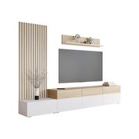 WOHNWAND Narezi II - Eichefarben/Schwarz, Holzwerkstoff/Kunststoff (300/209/40cm) - MIRJAN24